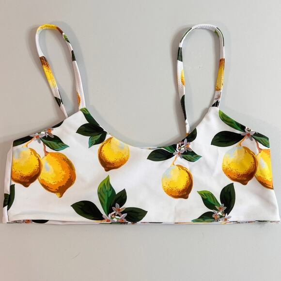 Nasty Gal Lemon Print Spaghetti Strap Bikini Top Sz 8 Unlined - Picture 1 of 6